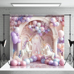 Aperturee - Luxury Fantasy Arch Unicorn Balloon Photo Backdrop