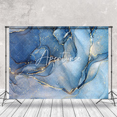 Aperturee - Luxury Modern Blue Gold Marbled Photography Backdrop