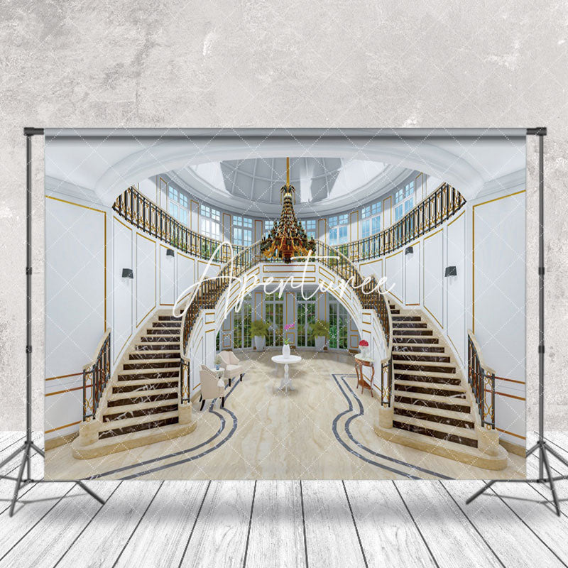 Aperturee - Luxury Staircase Interior Window Backdrop For Photo