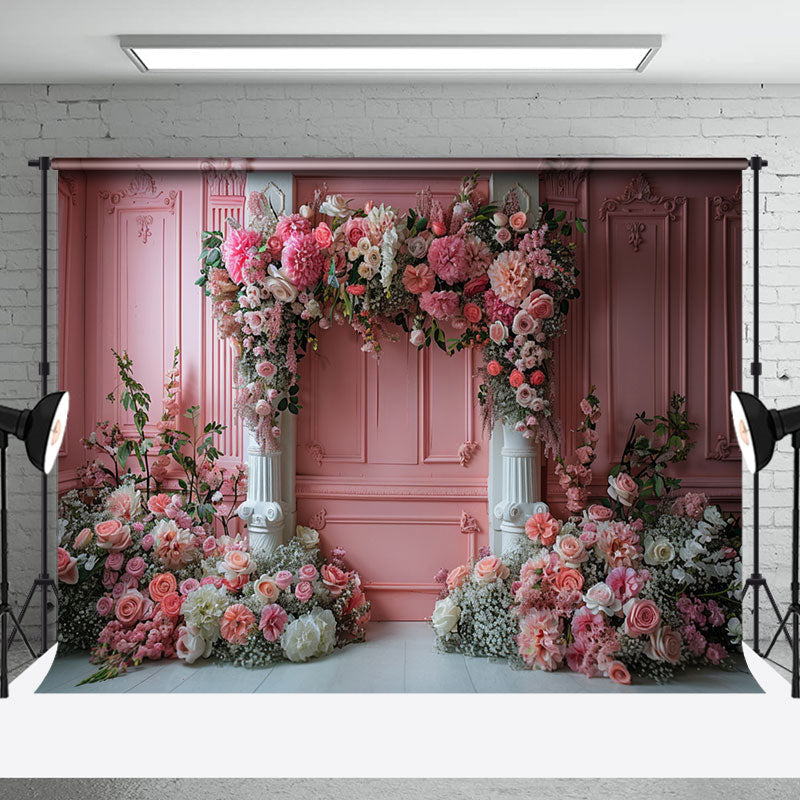 Aperturee - Luxury Vintage Pink Wall Floral Wedding Backdrop