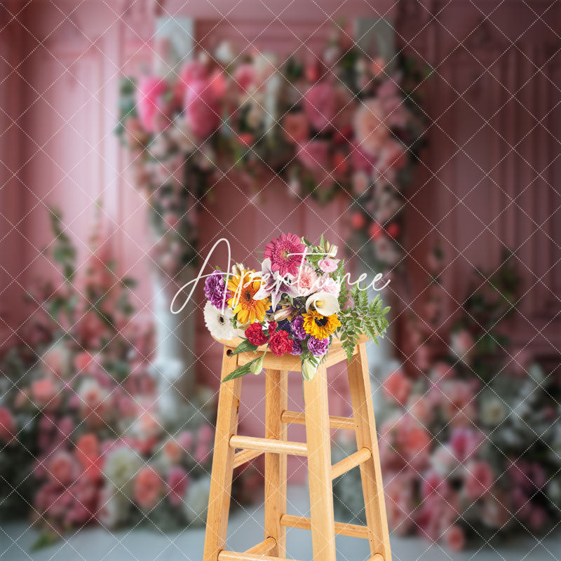 Aperturee - Luxury Vintage Pink Wall Floral Wedding Backdrop