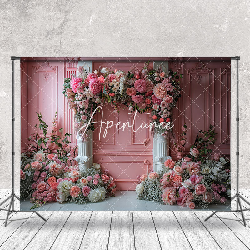 Aperturee - Luxury Vintage Pink Wall Floral Wedding Backdrop