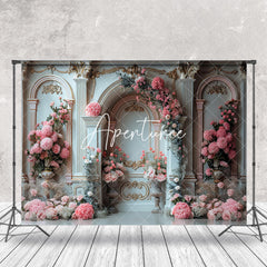 Aperturee - Luxury Vintage White Pink Floral Wedding Backdrop