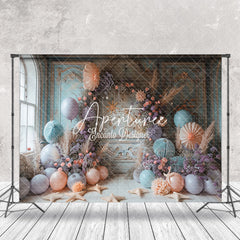 Aperturee - Luxury Wall Balloons Coastal Cake Smash Backdrop