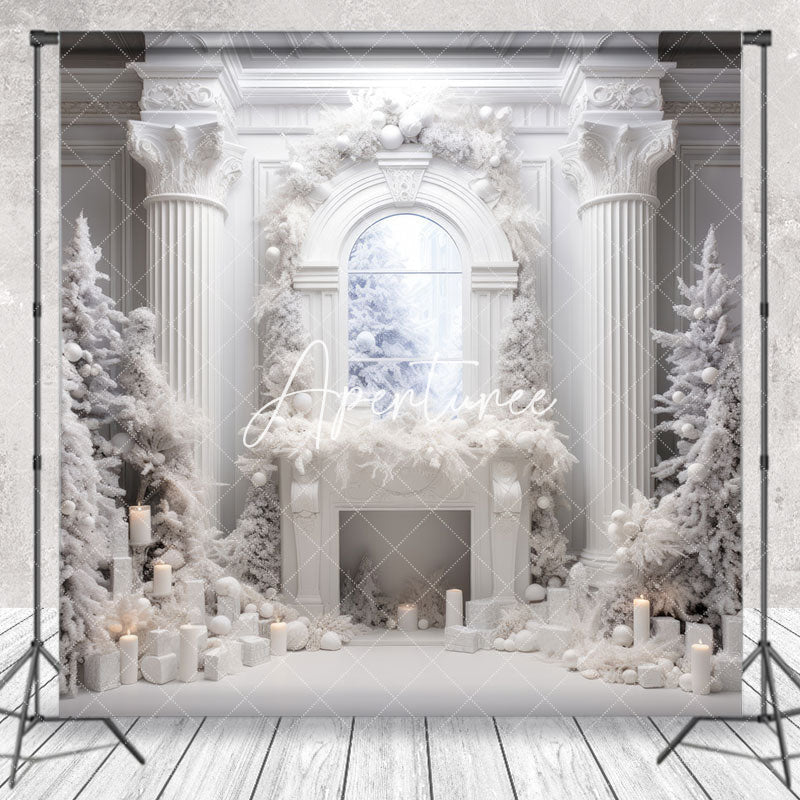 Aperturee - Luxury White Candle Christmas Winter Photo Backdrop