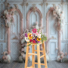 Aperturee - Luxury White Pink Retro Wall Floral Wedding Backdrop