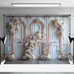 Aperturee - Luxury White Pink Retro Wall Floral Wedding Backdrop