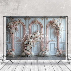 Aperturee - Luxury White Pink Retro Wall Floral Wedding Backdrop