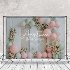 Aperturee - Luxury White Wall Balloon Floral Cake Smash Backdrop