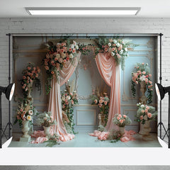 Aperturee - Luxury White Wall Curtain Floral Wedding Backdrop