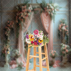 Aperturee - Luxury White Wall Curtain Floral Wedding Backdrop