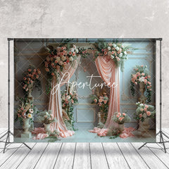 Aperturee - Luxury White Wall Curtain Floral Wedding Backdrop