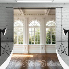 Aperturee - Luxury White Wall Window Wood Floor Sweep Backdrop