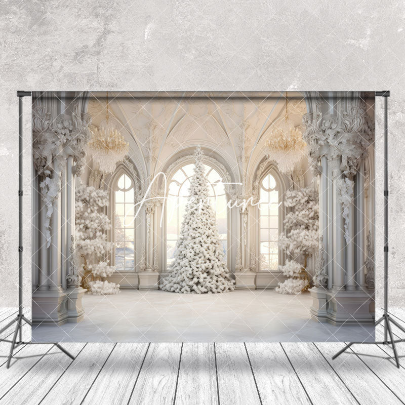 Aperturee - Luxury White Window Winter Backdrop For Photography