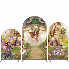 Aperturee Magic Forest Flower Elf Treehouse Arch Backdrop Kit