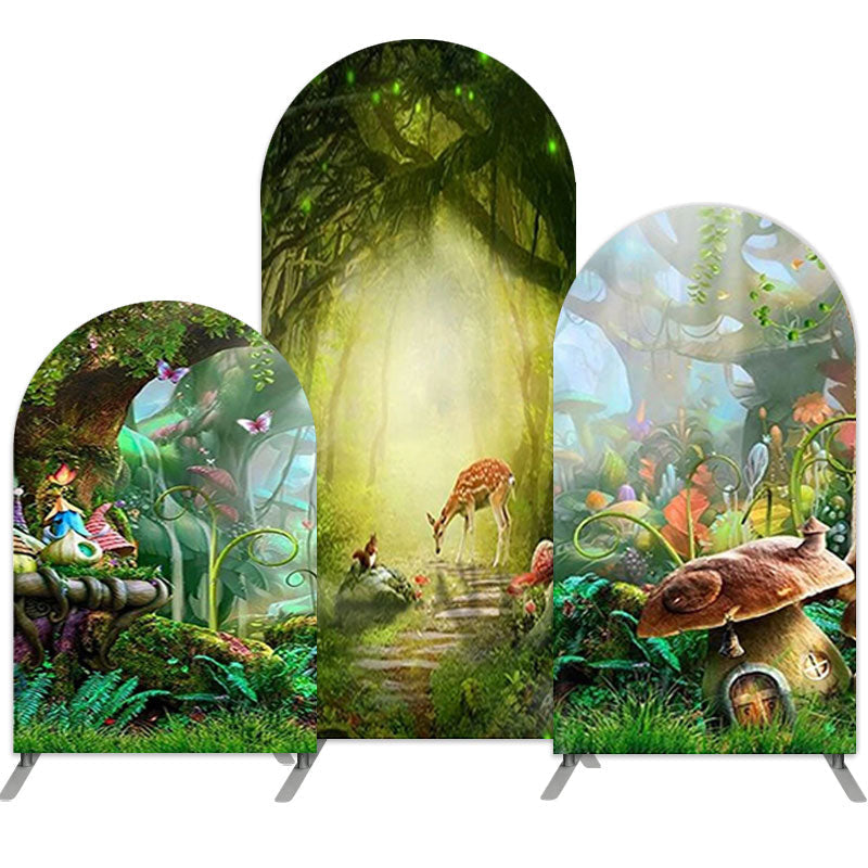 Aperturee Magic Forest Theme Double Sided Party Arch Backdrop Kit