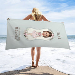 Aperturee - Magic Mom - day Floral Custom Photo Beach Towel