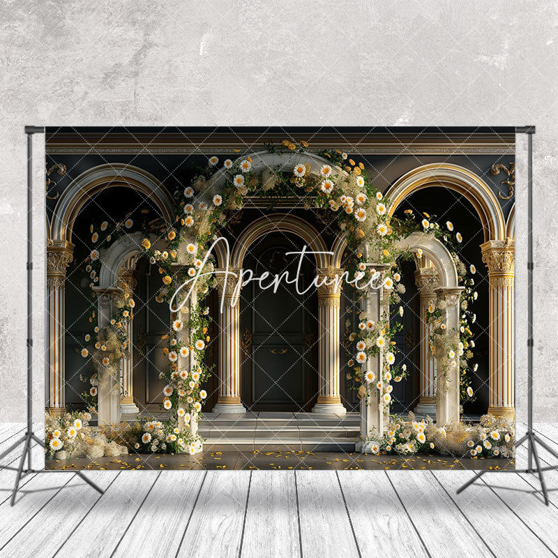 Aperturee - Magnificent Retro Arch Floral Architecture Backdrop