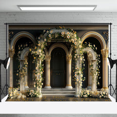 Aperturee - Magnificent Retro Arch Floral Architecture Backdrop