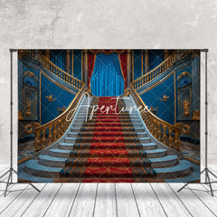 Aperturee - Majestic Vintage Stairs Curtain Photography Backdrop