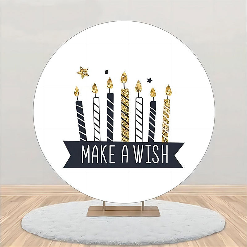 Aperturee - Make A Wish Black Candles Round Birthday Backdrop