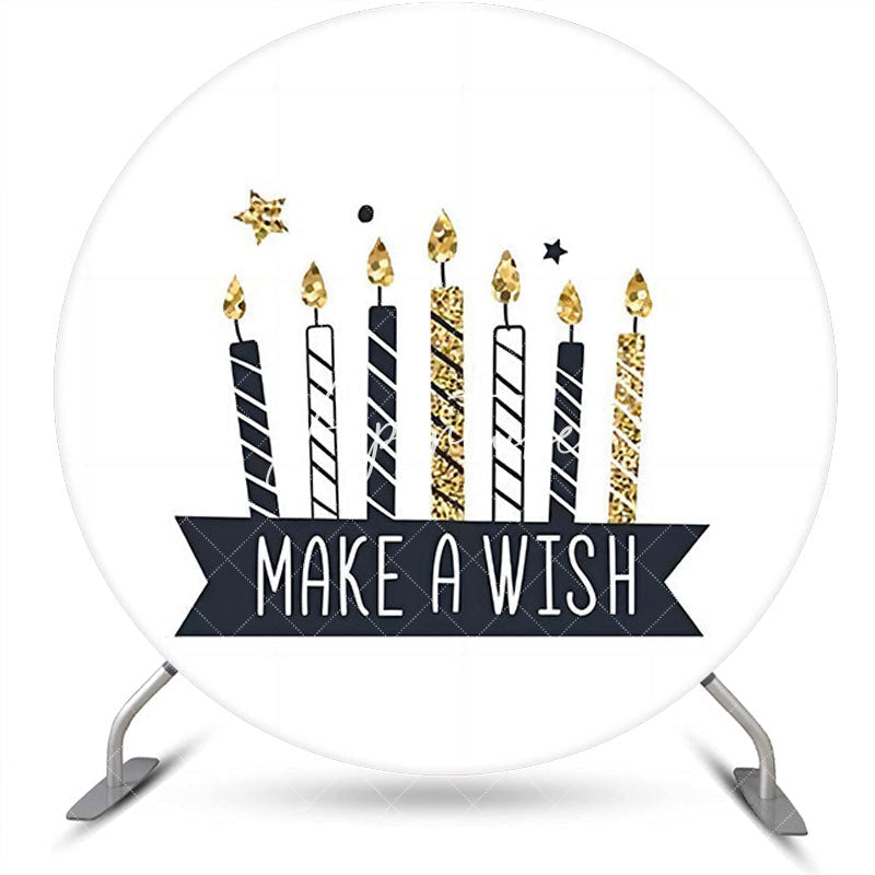 Aperturee - Make A Wish Black Candles Round Birthday Backdrop