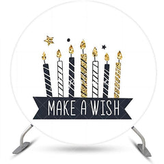 Aperturee - Make A Wish Black Candles Round Birthday Backdrop