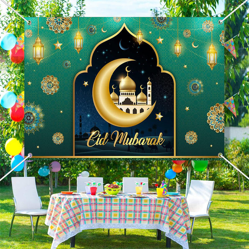 Aperturee - Mandala Moon Palace Turquoise Eid Mubarak Backdrop