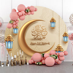 Aperturee - Mandala Pattern Gold Moon Round Eid Mubarak Backdrop