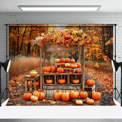 Aperturee - Maple Grove Pumpkins Autumn Thanksgiving Backdrop