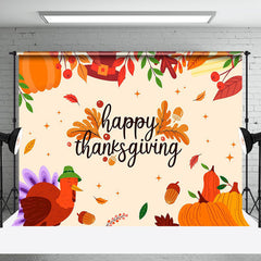 Aperturee - Maple Leaf Autumn Turkey Happy Thanksgiving Backdrop