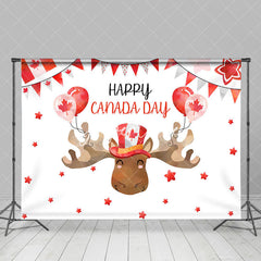 Aperturee - Maple Leaf Balloon Antlers Happy Canada Day Backdrop