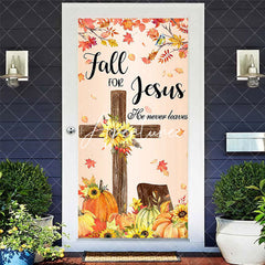 Aperturee - Maple Leaves Fall For Jesus Thanksgiving Door Cover