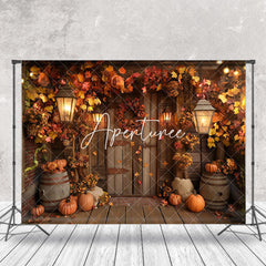 Aperturee - Maple Leaves Wooden Barn Autumn Thanksgiving Backdrop