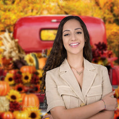 Aperturee - Maples Sunflowers Pumpkin Red Truck Autumn Backdrop