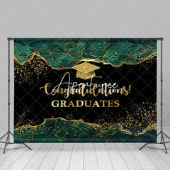 Aperturee - Marble Green Gold Glitter Congrats Grad Backdrop