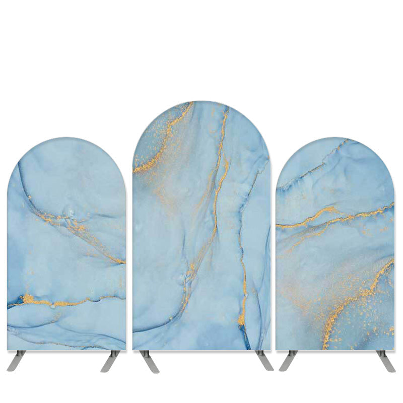 Aperturee Marble Texture Theme Blue And Gold Birthday Arch Backdrop Kit