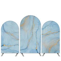 Aperturee Marble Texture Theme Blue And Gold Birthday Arch Backdrop Kit