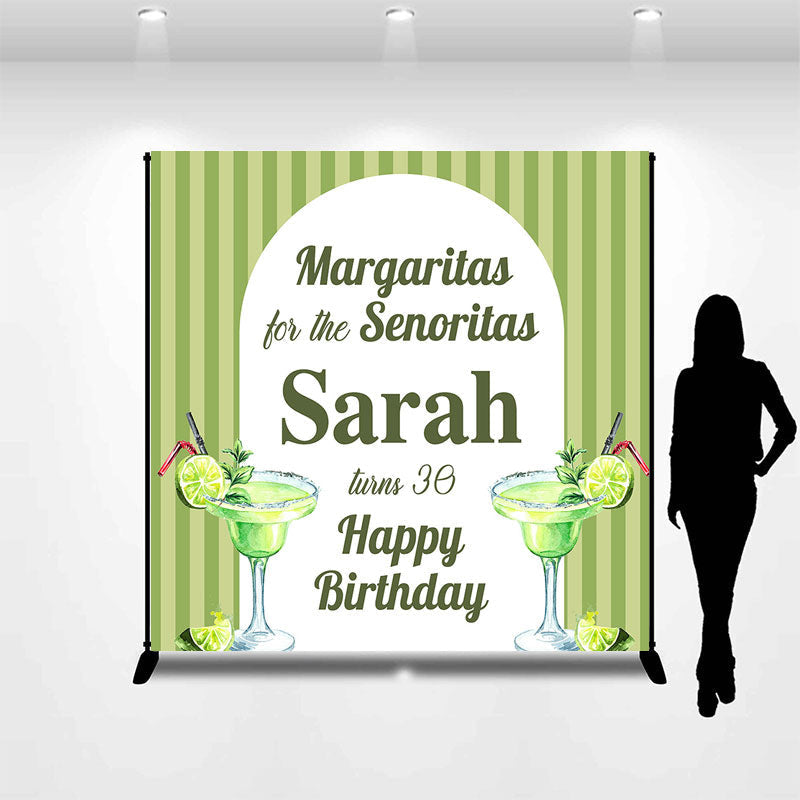 Aperturee - Margaritas For Senoritas Party Custom Birthday Backdrop