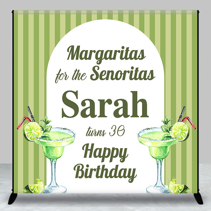 Aperturee - Margaritas For Senoritas Party Custom Birthday Backdrop