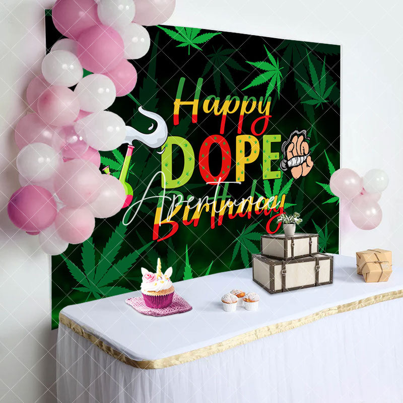 Aperturee - Marijuana Cigarette Happy Dope Birthday Backdrop