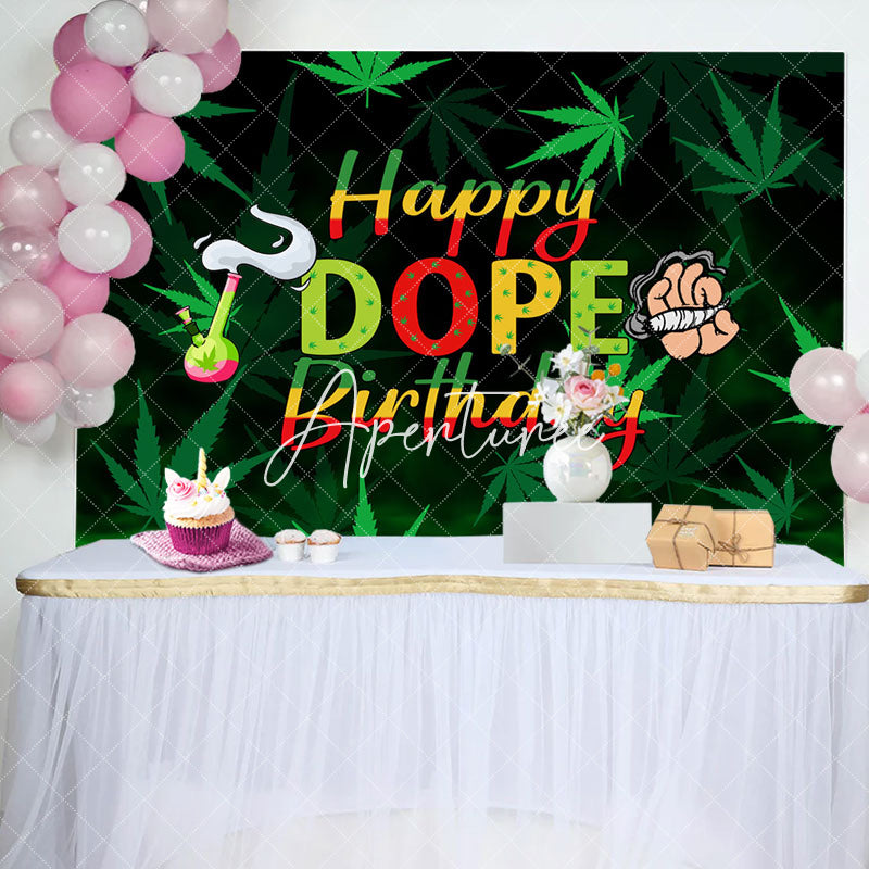 Aperturee - Marijuana Cigarette Happy Dope Birthday Backdrop