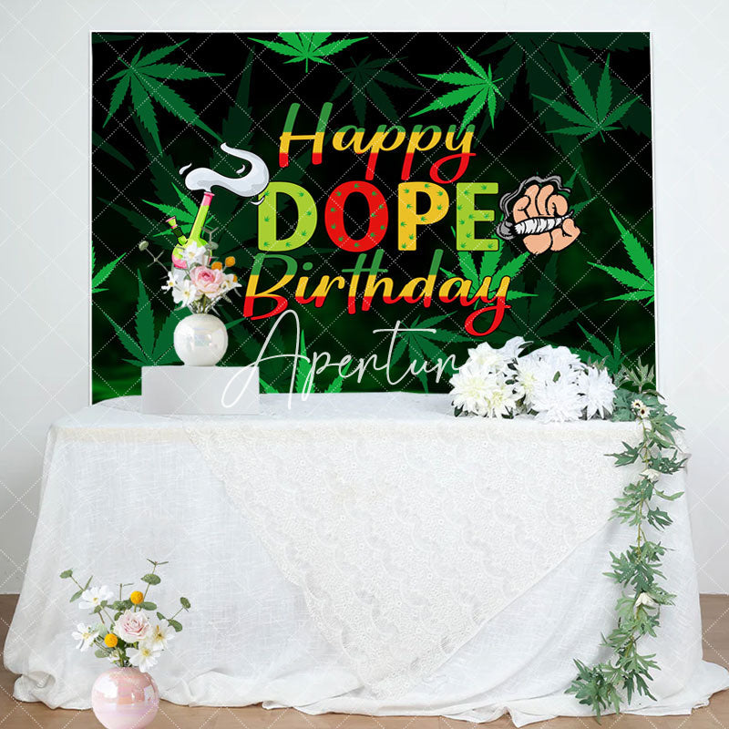 Aperturee - Marijuana Cigarette Happy Dope Birthday Backdrop