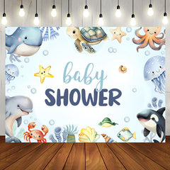 Aperturee - Marine Life Under The Sea Boys Baby Shower Backdrop