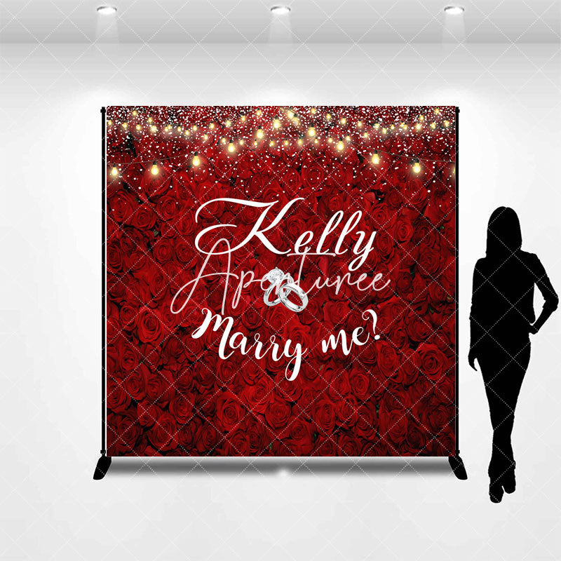 Aperturee - Marry Me Red Floral Rings Custom Wedding Backdrop