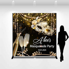 Aperturee - Mask Black Gold Custom Masquerade Party Backdrop