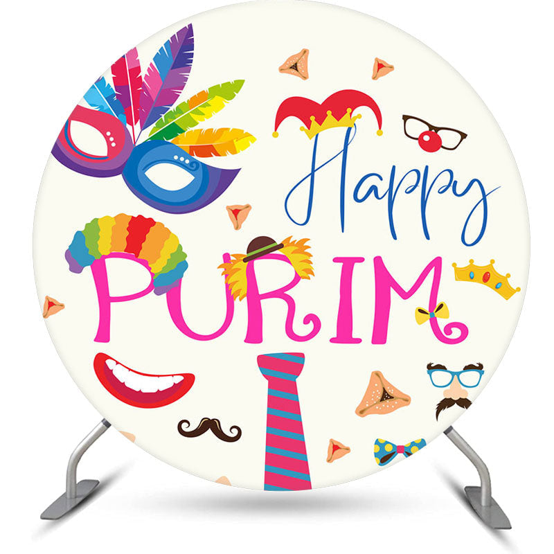 Aperturee - Mask Funny Clown Costume Round Happy Purim Backdrop