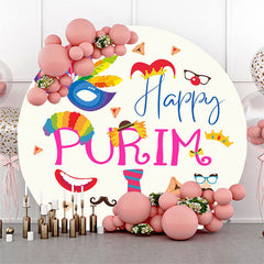 Aperturee - Mask Funny Clown Costume Round Happy Purim Backdrop