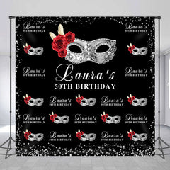 Aperturee - Masquerade Black Custom 50th Birthday Party Backdrop