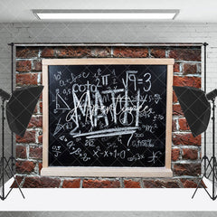 Aperturee - Math Blackboard Brick Wall Back To School Backdrop